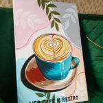 Hand-Painted Coffee Latte Art Painting Modern Canvas Wall Art for Kitchen & Café Decor | Custom Restaurant Sign