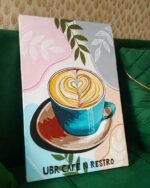 Hand-Painted Coffee Latte Art Painting Modern Canvas Wall Art for Kitchen & Café Decor | Custom Restaurant Sign