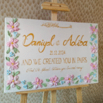 Personalized Islamic Wedding Gift | Custom 3D Floral Nikah Canvas with Names, Date & Quran Verse