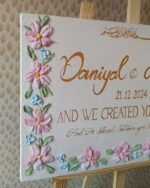 Personalized Islamic Wedding Gift | Custom 3D Floral Nikah Canvas with Names, Date & Quran Verse - Image 4