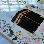 3D Floral Kaaba Wall Art  Textured Makkah Painting with Gold Relief | Luxury Islamic Home Decor & Hajj Gift