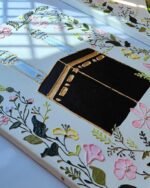 3D Floral Kaaba Wall Art  Textured Makkah Painting with Gold Relief | Luxury Islamic Home Decor & Hajj Gift