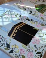 3D Floral Kaaba Wall Art  Textured Makkah Painting with Gold Relief | Luxury Islamic Home Decor & Hajj Gift - Image 3
