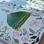 3D Floral Green Dome Wall Art  Textured Madinah Painting with Gold Relief | Prophet's Mosque Islamic Art