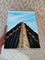 Kaaba Painting - A Pilgrim's Gaze  Modern Islamic Wall Art | Hand-Painted Makkah Decor with Gold Details | Hajj & Umrah Gift