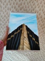 Kaaba Painting - A Pilgrim's Gaze  Modern Islamic Wall Art | Hand-Painted Makkah Decor with Gold Details | Hajj & Umrah Gift - Image 3