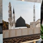 Jannat al-Baqi & Prophet's Mosque Painting  Hand-Painted Madinah Wall Art | Masjid an-Nabawi Islamic Decor | Gift of Remembrance