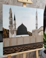 Jannat al-Baqi & Prophet's Mosque Painting  Hand-Painted Madinah Wall Art | Masjid an-Nabawi Islamic Decor | Gift of Remembrance