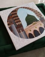 Green Dome of Madinah 3D Wall Art  Textured White Frame & Prophet's Mosque Painting | Luxury Islamic Home Decor - Image 3