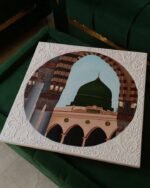 Green Dome of Madinah 3D Wall Art  Textured White Frame & Prophet's Mosque Painting | Luxury Islamic Home Decor - Image 5