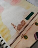 Green Dome Watercolor Painting Art Print of Prophet's Mosque in Madinah | Islamic Wall Art for Spiritual Home Deco - Image 4