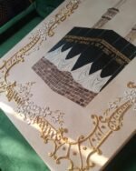 Luxury 3D Kaaba Wall Art Hand-Painted Makkah Painting with Gold & White Floral Relief Frame | Opulent Islamic Home Decor - Image 2