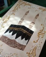 Luxury 3D Kaaba Wall Art Hand-Painted Makkah Painting with Gold & White Floral Relief Frame | Opulent Islamic Home Decor - Image 5